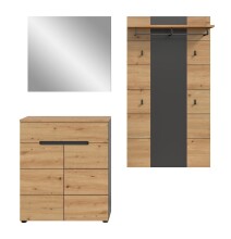 Garderoben-Set >Canu< in Basalt Grau / Artisan - 175x190x37cm (BxHxT)