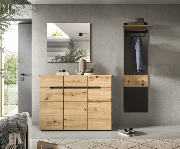 Garderoben-Set >Canu< in Basalt Grau / Artisan - 180x190x37cm (BxHxT)