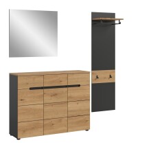 Garderoben-Set >Canu< in Basalt Grau / Artisan - 180x190x37cm (BxHxT)