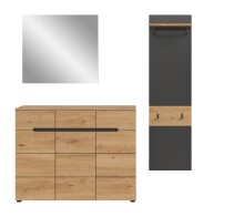 Garderoben-Set >Canu< in Basalt Grau / Artisan - 180x190x37cm (BxHxT)