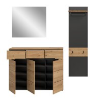 Garderoben-Set >Canu< in Basalt Grau / Artisan - 180x190x37cm (BxHxT)