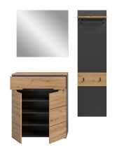 Garderoben-Set >Canu< in Basalt Grau / Artisan - 140x190x37cm (BxHxT)