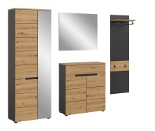 Garderoben-Set >Canu< in Basalt Grau / Artisan - 220x190x37cm (BxHxT)