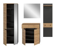 Garderoben-Set >Canu< in Basalt Grau / Artisan - 220x190x37cm (BxHxT)