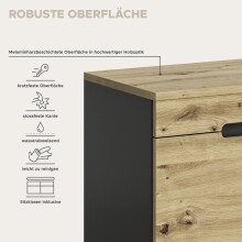 Garderoben-Set >Canu< in Basalt Grau / Artisan - 255x190x37cm (BxHxT)