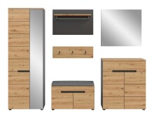 Garderoben-Set >Canu< in Basalt Grau / Artisan - 255x190x37cm (BxHxT)