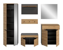 Garderoben-Set >Canu< in Basalt Grau / Artisan - 255x190x37cm (BxHxT)