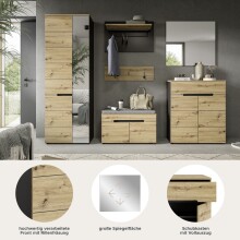 Garderoben-Set >Canu< in Basalt Grau / Artisan - 255x190x37cm (BxHxT)