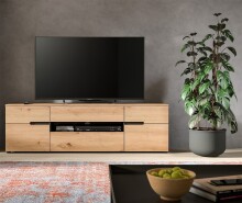 Lowboard >Canu< in Basalt Grau / Artisan - 55x184x44cm (BxHxT)