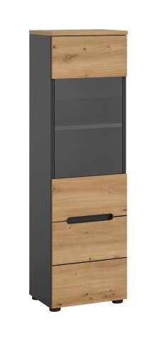Vitrine >Canu< in Basalt Grau / Artisan - 36x125x33cm (BxHxT)