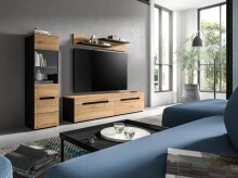 Vitrine >Canu< in Basalt Grau / Artisan - 36x125x33cm (BxHxT)