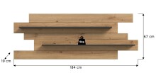 Wandboard >Canu< in Basalt Grau / Artisan - 67x184x19cm (BxHxT)