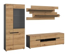 Wohnwand >Canu< in Basalt Grau / Artisan - 280x190x44cm (BxHxT)