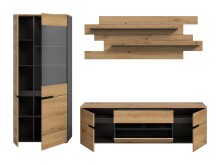 Wohnwand >Canu< in Basalt Grau / Artisan - 280x190x44cm (BxHxT)