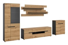 Wohnwand >Canu< in Basalt Grau / Artisan - 375x190x44cm (BxHxT)