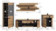 Wohnwand >Canu< in Basalt Grau / Artisan - 375x190x44cm (BxHxT)