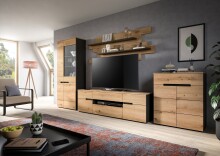 Wohnwand >Canu< in Basalt Grau / Artisan - 375x190x44cm (BxHxT)
