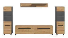 Wohnwand >Canu< in Basalt Grau / Artisan - 272x141x33cm (BxHxT)