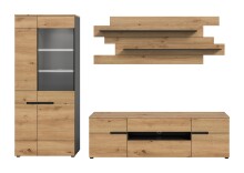 Wohnzimmer-Set >Canu< in Basalt Grau / Artisan - 280x190x44cm (BxHxT)