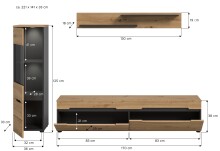 Wohnzimmer-Set >Canu< in Basalt Grau / Artisan - 221x141x33cm (BxHxT)