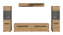 Wohnzimmer-Set >Canu< in Basalt Grau / Artisan - 272x141x33cm (BxHxT)