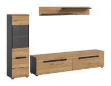 Wohnwand >Canu< in Basalt Grau / Artisan -...