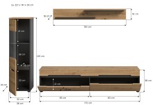 Wohnwand >Canu< in Basalt Grau / Artisan - 221x141x33cm (BxHxT)