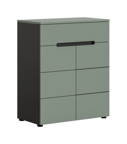 Schuhkommode >Canu< in Basalt Grau / Smoke Green - 94x80x37cm (BxHxT)
