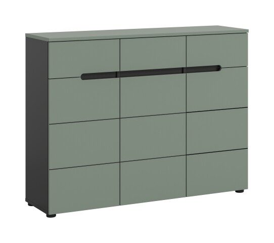Schuhkommode >Canu< in Basalt Grau / Smoke Green - 94x120x37cm (BxHxT)