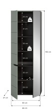 Garderobenschrank >Canu< in Basalt Grau / Smoke Green - 190x65x37cm (BxHxT)