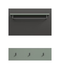 Garderobenpaneel >Canu< in Basalt Grau / Smoke Green - 73x80x27cm (BxHxT)