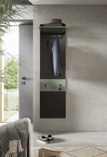 Garderobenpaneel >Canu< in Basalt Grau / Smoke Green - 165x45x29cm (BxHxT)