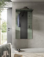 Garderobenpaneel >Canu< in Basalt Grau / Smoke Green - 141x80x29cm (BxHxT)