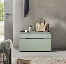 Sitzbank >Canu< in Basalt Grau / Smoke Green - 80x45x37cm (BxHxT)