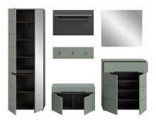 Garderoben-Set >Canu< in Basalt Grau / Smoke Green - 255x190x37cm (BxHxT)