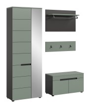 Garderoben-Set >Canu< in Basalt Grau / Smoke Green - 160x190x37cm (BxHxT)