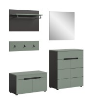 Garderoben-Set >Canu< in Basalt Grau / Smoke Green - 175x190x37cm (BxHxT)