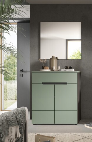 Garderoben-Set >Canu< in Basalt Grau / Smoke Green - 80x190x37cm (BxHxT)