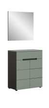 Garderoben-Set >Canu< in Basalt Grau / Smoke Green - 80x190x37cm (BxHxT)