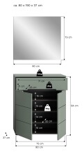 Garderoben-Set >Canu< in Basalt Grau / Smoke Green - 80x190x37cm (BxHxT)