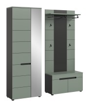 Garderoben-Set >Canu< in Basalt Grau / Smoke Green - 160x190x37cm (BxHxT)