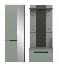 Garderoben-Set >Canu< in Basalt Grau / Smoke Green - 160x190x37cm (BxHxT)