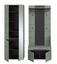 Garderoben-Set >Canu< in Basalt Grau / Smoke Green - 160x190x37cm (BxHxT)