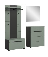 Garderoben-Set >Canu< in Basalt Grau / Smoke Green - 175x190x37cm (BxHxT)