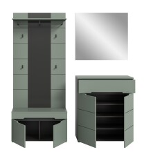 Garderoben-Set >Canu< in Basalt Grau / Smoke Green - 175x190x37cm (BxHxT)
