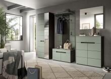 Garderoben-Set >Canu< in Basalt Grau / Smoke Green - 175x190x37cm (BxHxT)