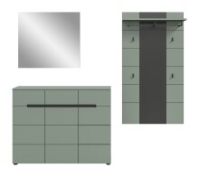 Garderoben-Set >Canu< in Basalt Grau / Smoke Green - 215x190x37cm (BxHxT)