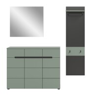 Garderoben-Set >Canu< in Basalt Grau / Smoke Green - 180x190x37cm (BxHxT)
