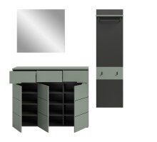Garderoben-Set >Canu< in Basalt Grau / Smoke Green - 180x190x37cm (BxHxT)