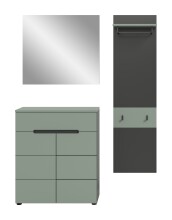 Garderoben-Set >Canu< in Basalt Grau / Smoke Green - 140x190x37cm (BxHxT)